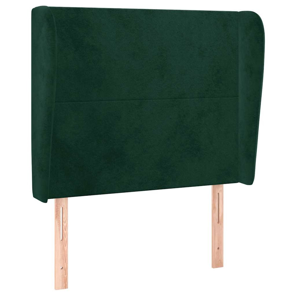 Kopfteil mit Ohren Dunkelgrün 93x23x118/128 cm Samt