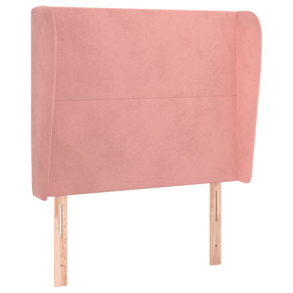 vidaXL Tête de lit à oreilles Rose 93x23x118/128 cm Velours
