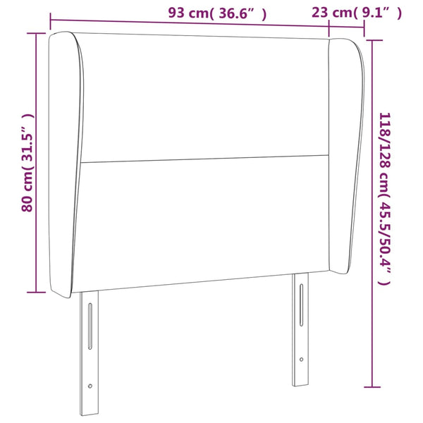 vidaXL Tête de lit à oreilles Rose 93x23x118/128 cm Velours