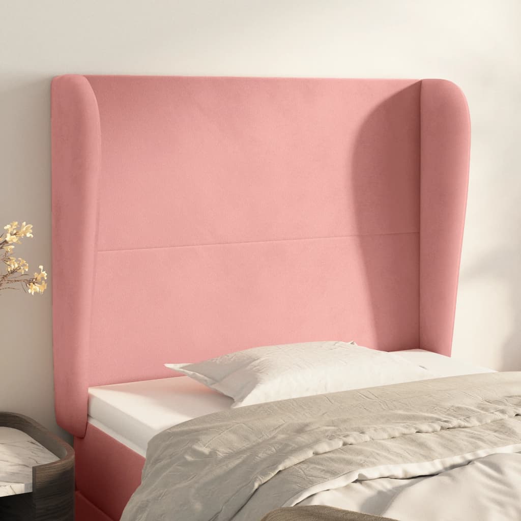 vidaXL Tête de lit à oreilles Rose 93x23x118/128 cm Velours