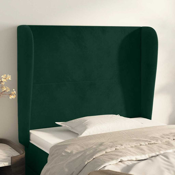 Kopfteil mit Ohren Dunkelgrün 103x23x118/128 cm Samt