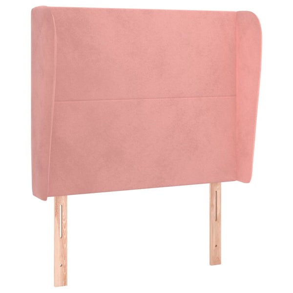 vidaXL Tête de lit à oreilles rose 103x23x118/128 cm velours