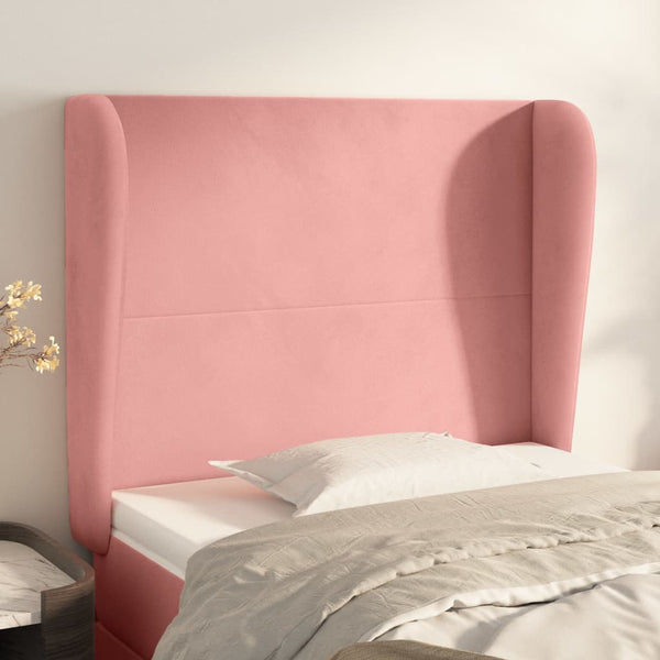vidaXL Tête de lit à oreilles rose 103x23x118/128 cm velours