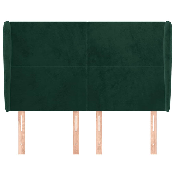 Kopfteil mit Ohren Dunkelgrün 147x23x118/128 cm Samt