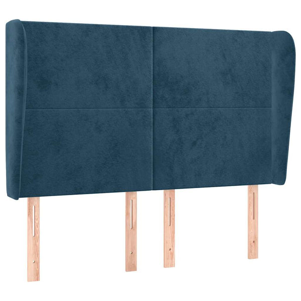 vidaXL Tête de lit à oreilles bleu foncé 147x23x118/128 cm Velours