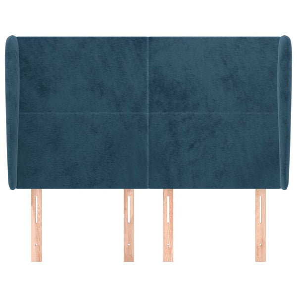 vidaXL Tête de lit à oreilles bleu foncé 147x23x118/128 cm Velours