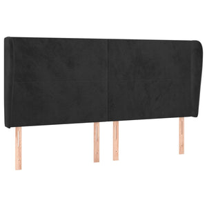 vidaXL Tête de lit avec oreilles Noir 163x23x118/128 cm Velours