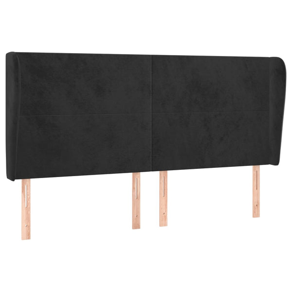 vidaXL Tête de lit avec oreilles Noir 163x23x118/128 cm Velours