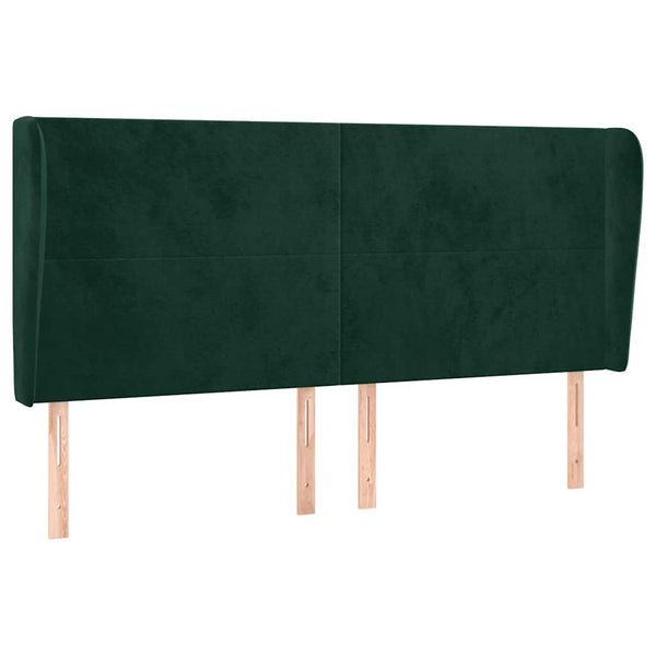 vidaXL Tête de lit à oreilles Vert foncé 163x23x118/128 cm Velours