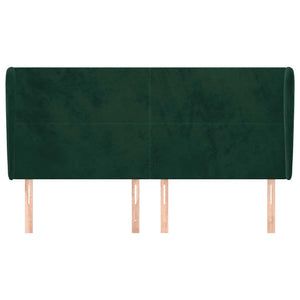 vidaXL Tête de lit à oreilles Vert foncé 163x23x118/128 cm Velours