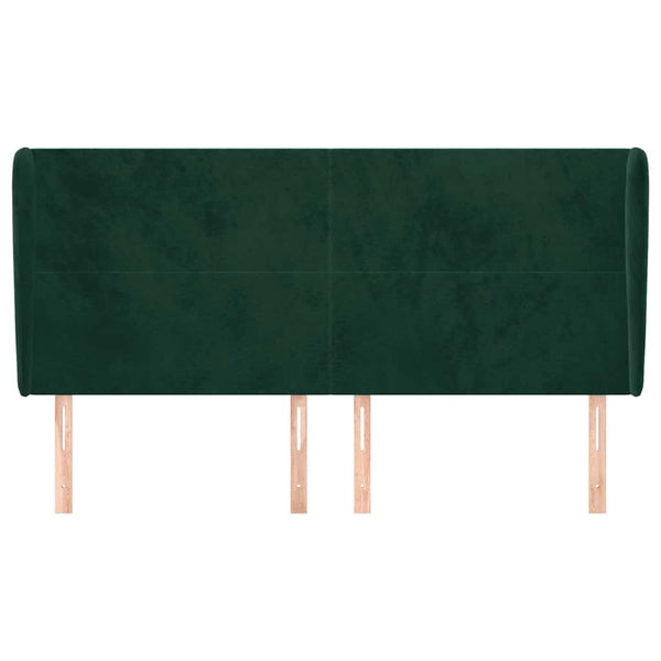 vidaXL Tête de lit à oreilles Vert foncé 163x23x118/128 cm Velours