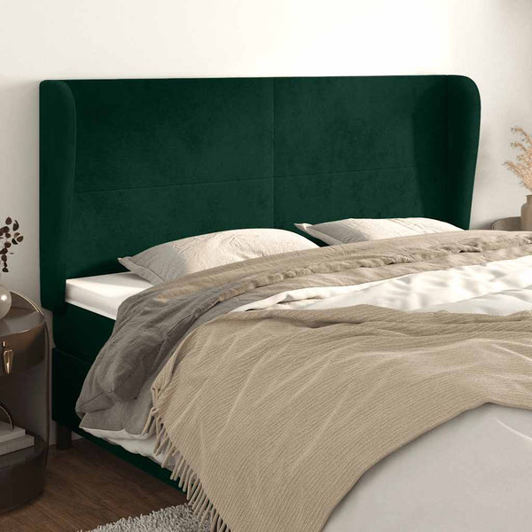 vidaXL Tête de lit à oreilles Vert foncé 163x23x118/128 cm Velours
