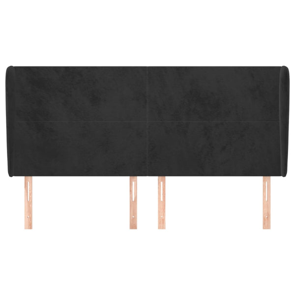 Kopfteil mit Ohren Schwarz 183x23x118/128 cm Samt