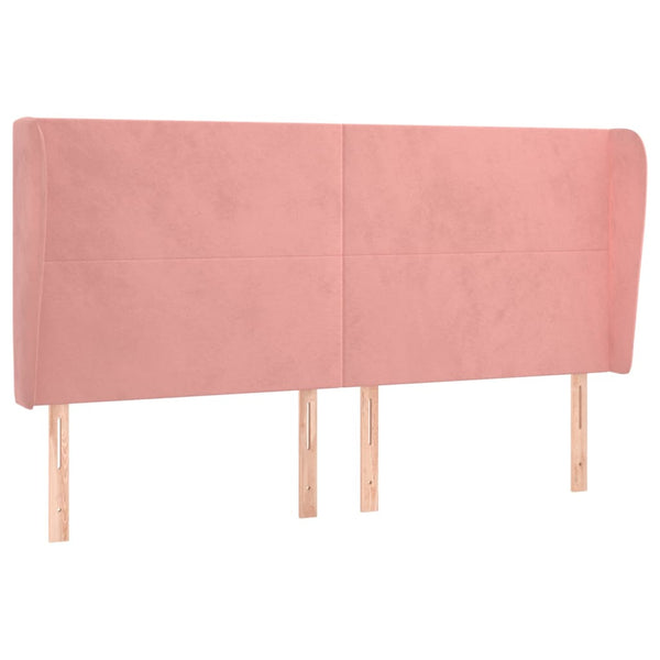 vidaXL Tête de lit avec oreilles rose 183x23x118/128 cm velours