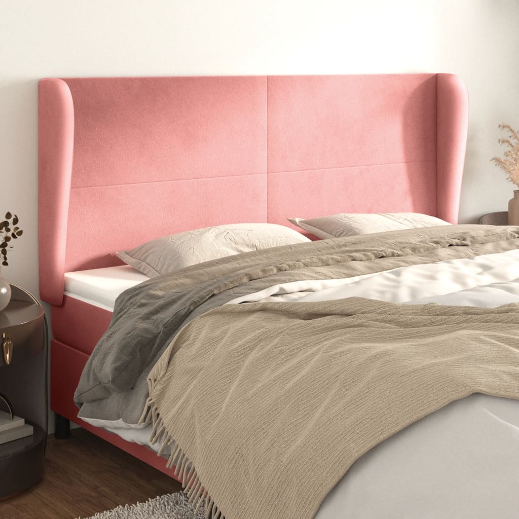 vidaXL Tête de lit avec oreilles rose 183x23x118/128 cm velours