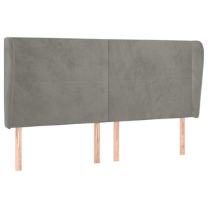 vidaXL Tête de lit à oreilles Gris clair 203x23x118/128 cm Velours