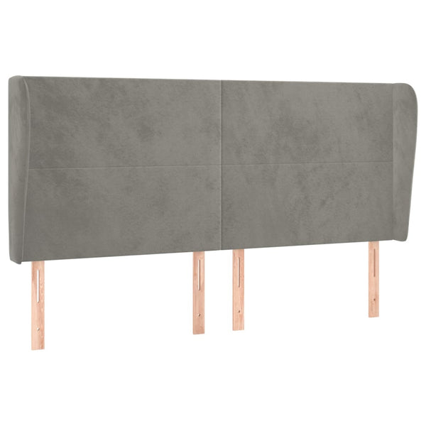 vidaXL Tête de lit à oreilles Gris clair 203x23x118/128 cm Velours