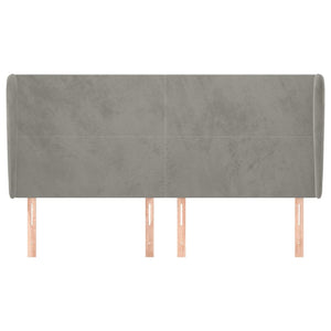 vidaXL Tête de lit à oreilles Gris clair 203x23x118/128 cm Velours