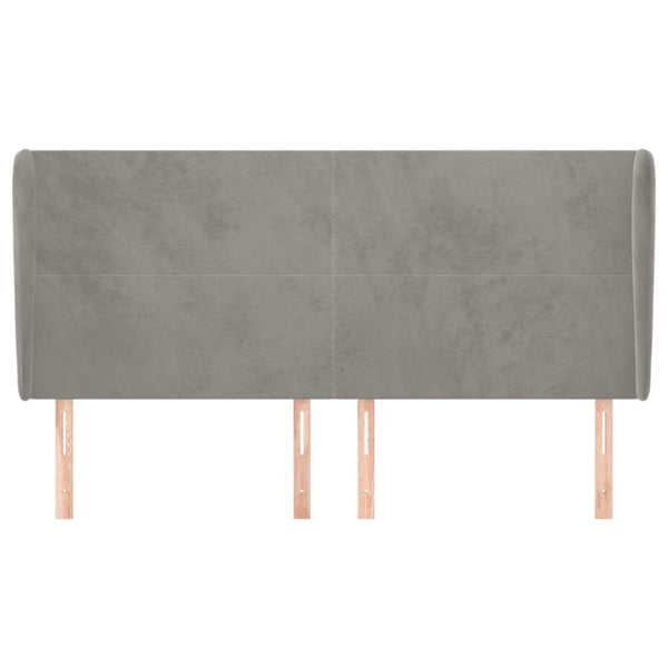 vidaXL Tête de lit à oreilles Gris clair 203x23x118/128 cm Velours