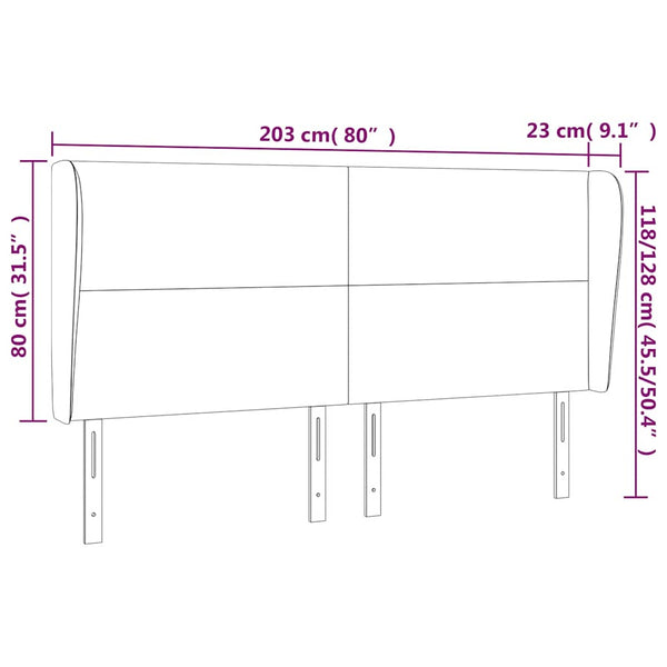 Kopfteil mit Ohren Dunkelblau 203x23x118/128 cm Samt
