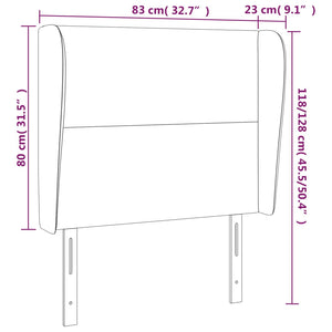 Kopfteil mit Ohren Creme 83x23x118/128 cm Kunstleder