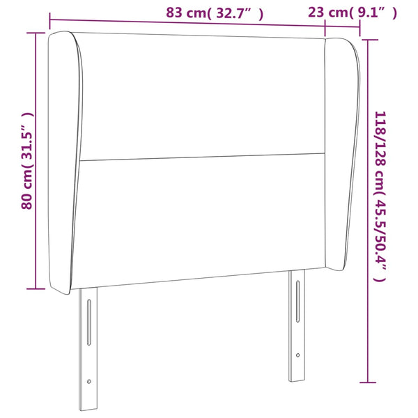 Kopfteil mit Ohren Creme 83x23x118/128 cm Kunstleder