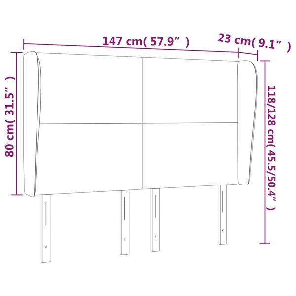 Kopfteil mit Ohren Creme 147x23x118/128 cm Kunstleder
