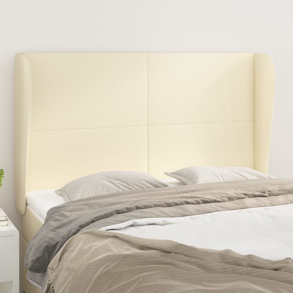 Kopfteil mit Ohren Creme 147x23x118/128 cm Kunstleder