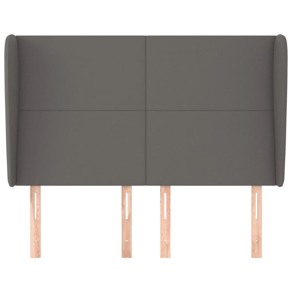 Kopfteil mit Ohren Grau 147x23x118/128 cm Kunstleder