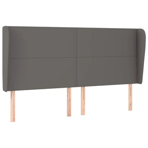 Kopfteil mit Ohren Grau 163x23x118/128 cm Kunstleder