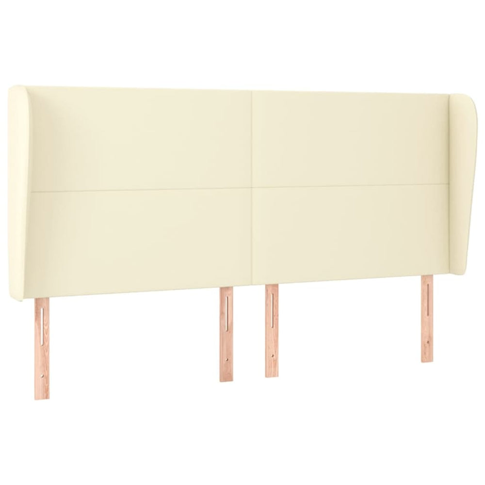 Kopfteil mit Ohren Creme 183x23x118/128 cm Kunstleder