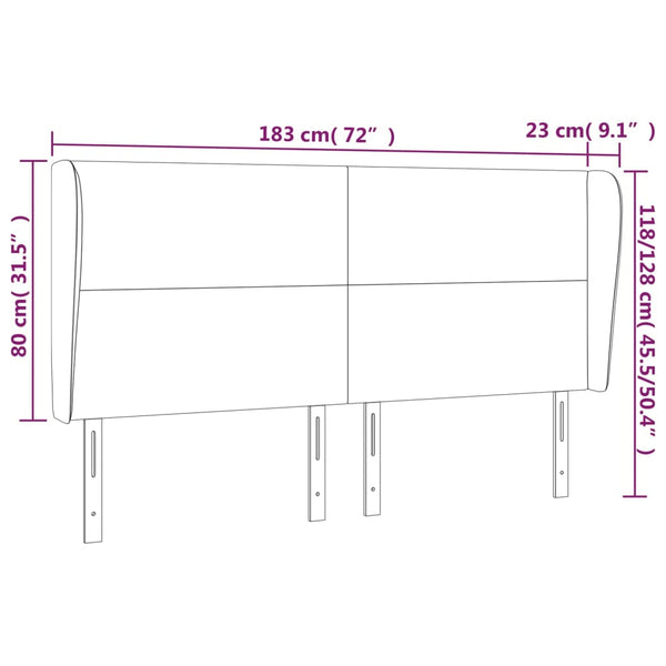Kopfteil mit Ohren Creme 183x23x118/128 cm Kunstleder
