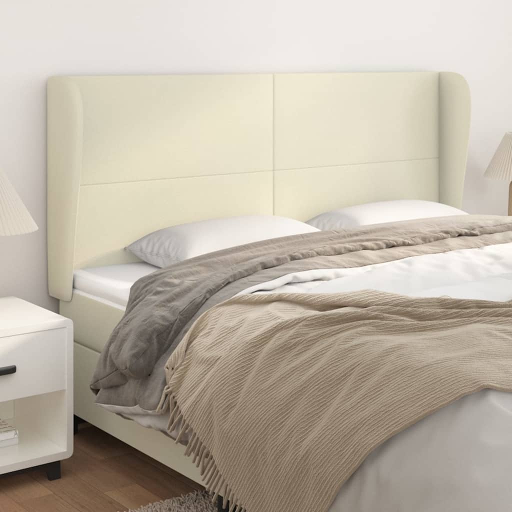 Kopfteil mit Ohren Creme 183x23x118/128 cm Kunstleder