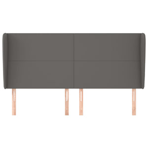 Kopfteil mit Ohren Grau 183x23x118/128 cm Kunstleder