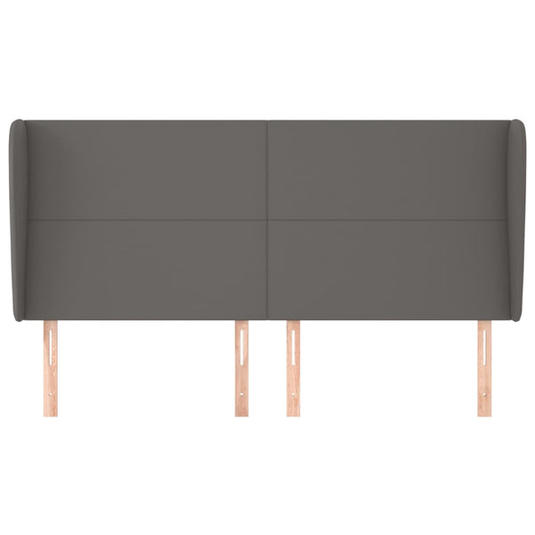 Kopfteil mit Ohren Grau 183x23x118/128 cm Kunstleder