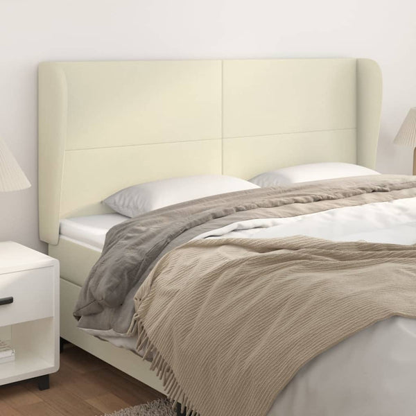 Kopfteil mit Ohren Creme 203x23x118/128 cm Kunstleder