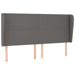 Kopfteil mit Ohren Grau 203x23x118/128 cm Kunstleder