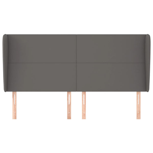 Kopfteil mit Ohren Grau 203x23x118/128 cm Kunstleder