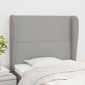 vidaXL Tête de lit avec oreilles Gris clair 93x23x118/128 cm Tissu