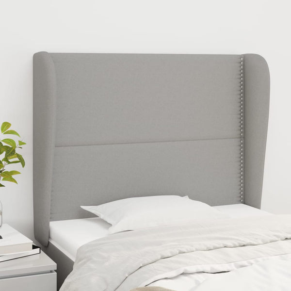 vidaXL Tête de lit avec oreilles Gris clair 93x23x118/128 cm Tissu