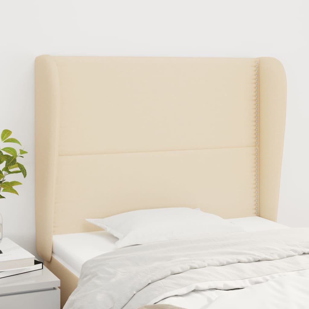 Kopfteil mit Ohren Creme 103x23x118/128 cm Stoff