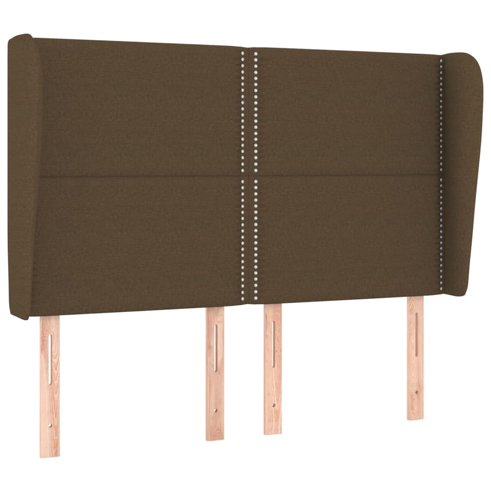 Kopfteil mit Ohren Dunkelbraun 147x23x118/128 cm Stoff