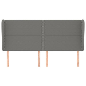 Kopfteil mit Ohren Dunkelgrau 163x23x118/128 cm Stoff