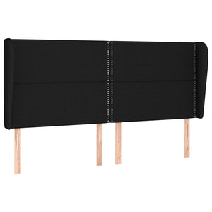 Kopfteil mit Ohren Schwarz 163x23x118/128 cm Stoff