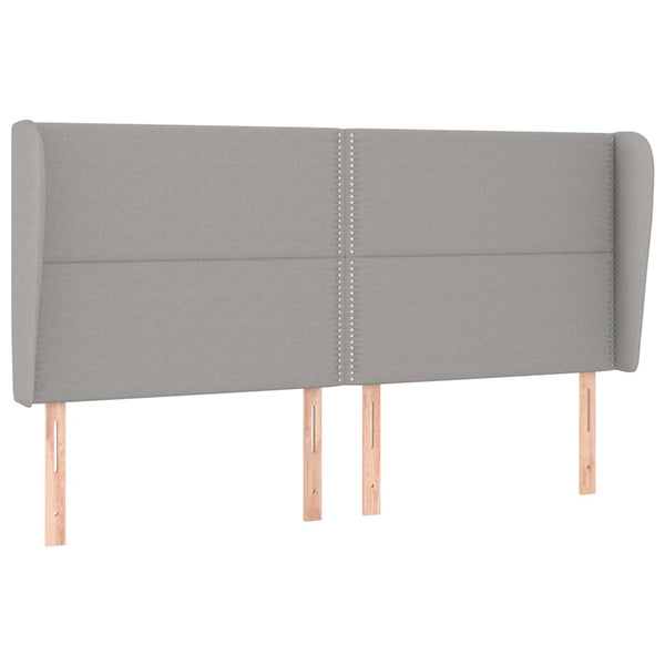 vidaXL Tête de lit à oreilles Gris clair 183x23x118/128 cm Tissu