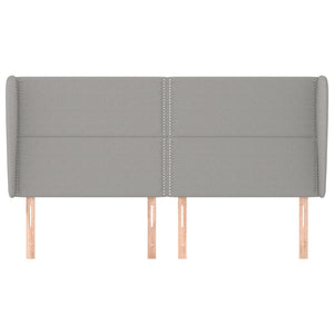 vidaXL Tête de lit à oreilles Gris clair 183x23x118/128 cm Tissu