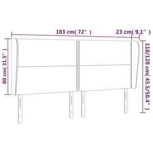vidaXL Tête de lit à oreilles Gris clair 183x23x118/128 cm Tissu