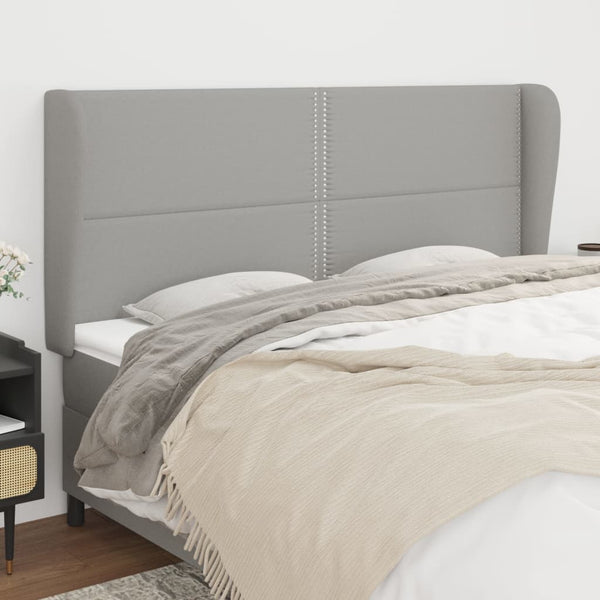 vidaXL Tête de lit à oreilles Gris clair 183x23x118/128 cm Tissu