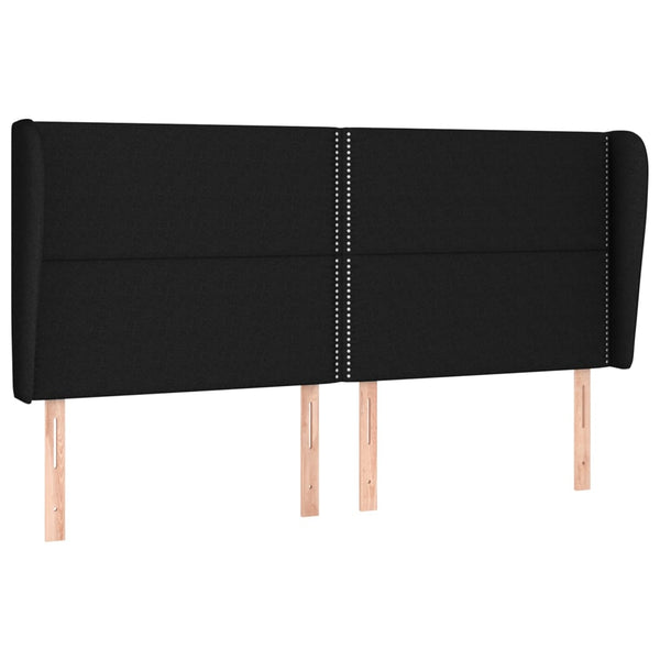Kopfteil mit Ohren Schwarz 183x23x118/128 cm Stoff
