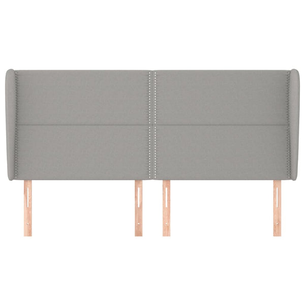 Kopfteil mit Ohren Hellgrau 203x23x118/128 cm Stoff